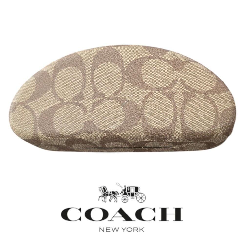 COACH Signature Tan and Brown Hard Clamshell Eyeglasses or Sunglasses Case